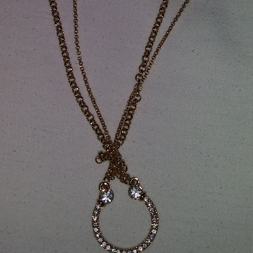 Double strand crystal horseshoe necklace